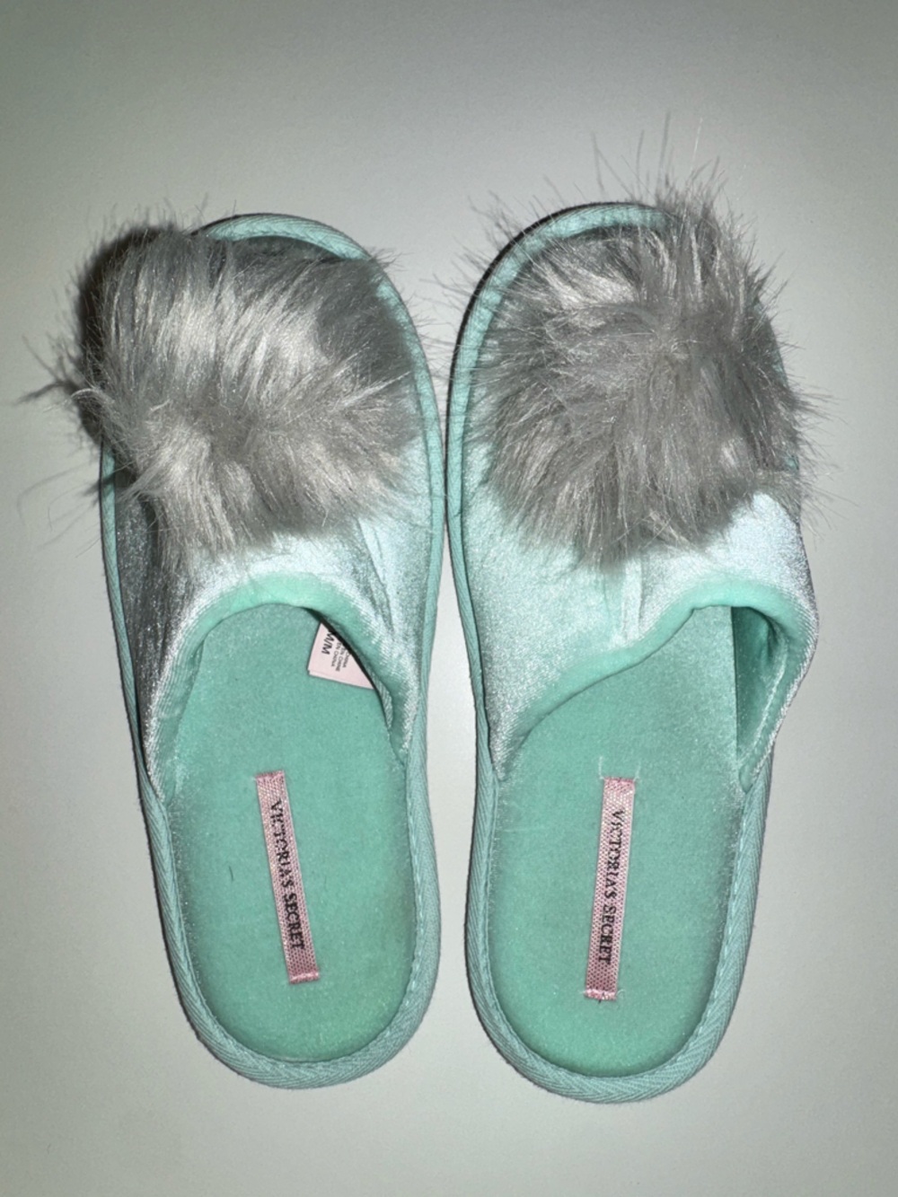 Victoria's Secret Mint Green Pom-Pom Ballet Slippers